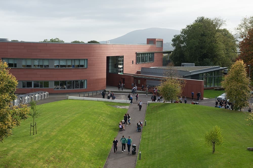 Dumfries Campus with criffel in the background.