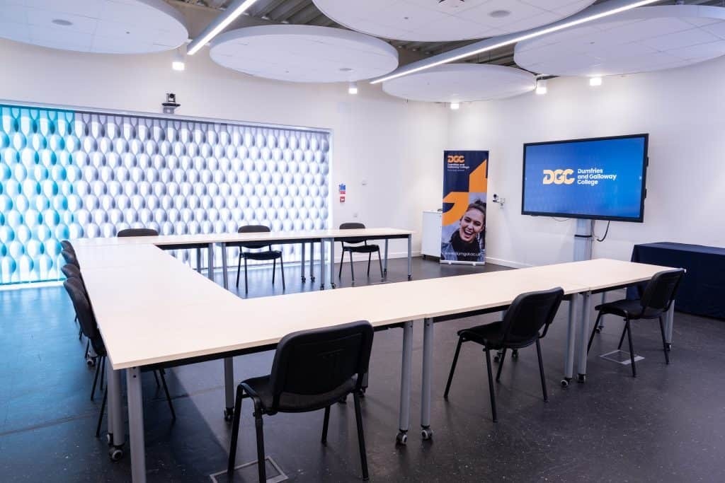 An empty classroom in the Henry Duncan Building at Dumfries Campus at Dumfries and Galloway College