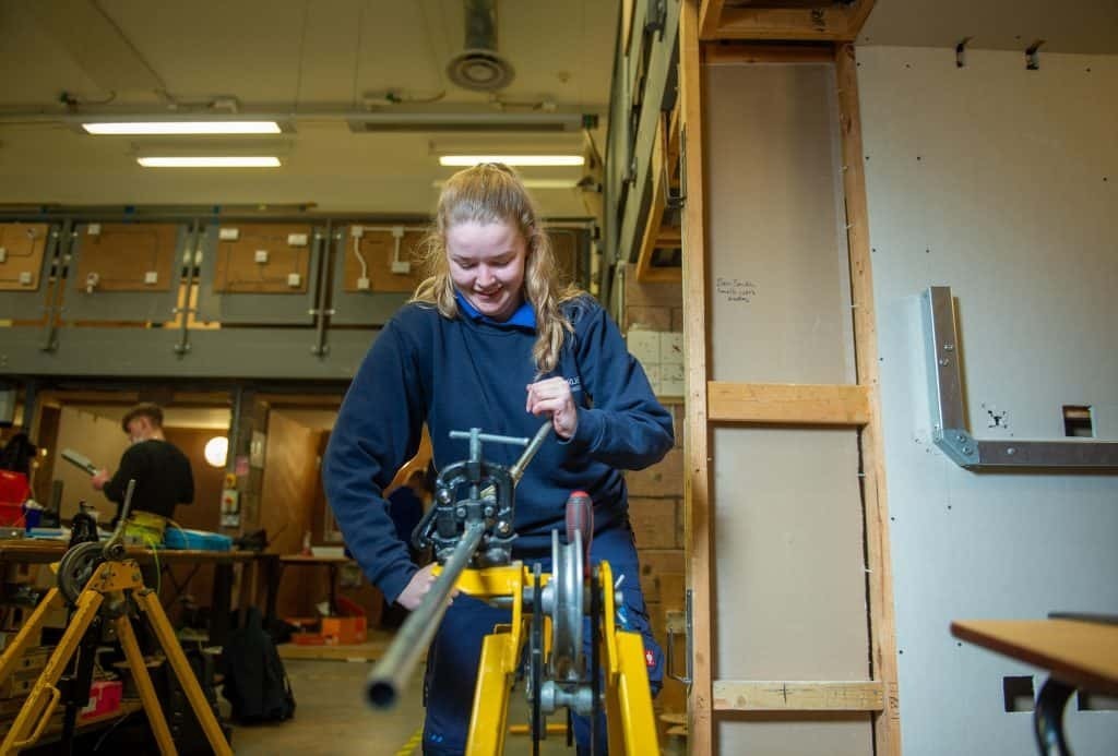 Dumfries and Galloway College Electrical Engineering Apprentice Milly Smith at work