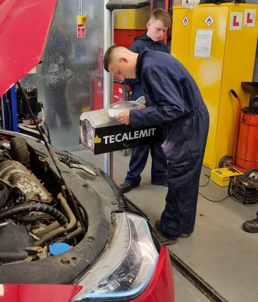 Callum Mckinlay one of our transport maintenance students at work.