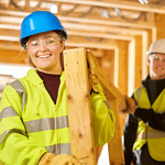 Young women in construction skills at Dumfries and Galloway College.