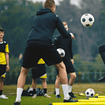 Active football practice for students at Dumfries and Galloway College in Scotland.
