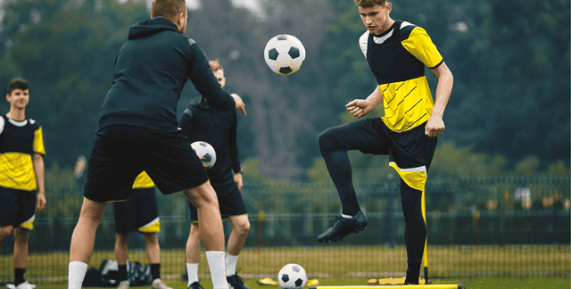 Active football practice for students at Dumfries and Galloway College in Scotland.